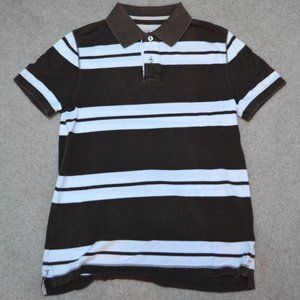 Striped brown and white polo